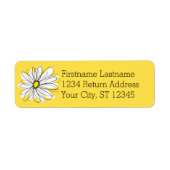 Geel en Witte Whimsical Daisy met de Tekst van de Etiket (Voorkant)