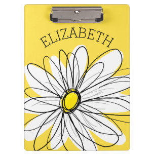 Geel en Witte Whimsical Daisy met de Tekst van de  Klembord