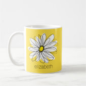 Geel en Witte Whimsical Daisy met de Tekst van de  Koffiemok (Links)