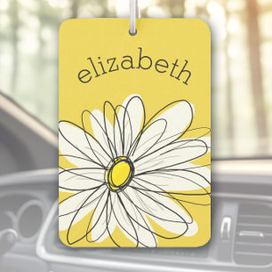 Geel en Witte Whimsical Daisy met de Tekst van de  Luchtverfrisser