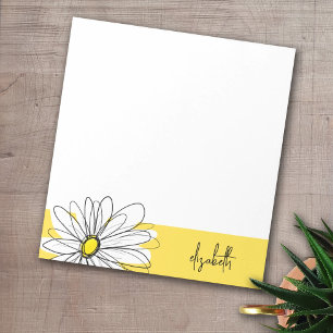 Geel en Witte Whimsical Daisy met de Tekst van de  Notitieblok