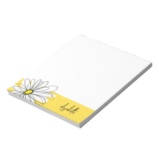 Geel en Witte Whimsical Daisy met de Tekst van de  Notitieblok (Linkerzijde)