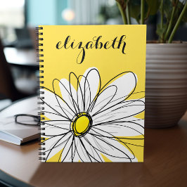 Geel en Witte Whimsical Daisy met de Tekst van de  Notitieboek