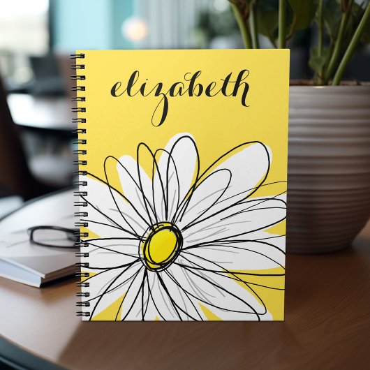Geel en Witte Whimsical Daisy met de Tekst van de Notitieboek