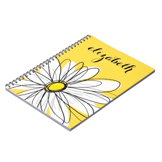 Geel en Witte Whimsical Daisy met de Tekst van de Notitieboek (Linkerzijde)