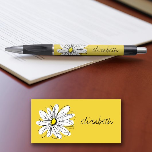 Geel en Witte Whimsical Daisy met de Tekst van de Pen