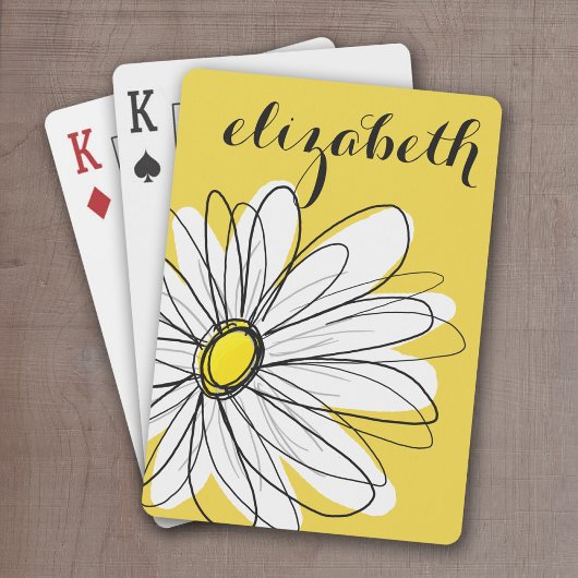 Geel en Witte Whimsical Daisy met de Tekst van de  Pokerkaarten