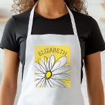 Geel en Witte Whimsical Daisy met de Tekst van de  Standaard Schort<br><div class="desc">Een zand en griezelig stuk van hipster. Je kunt een naam,  een monogram of een andere aangepaste tekst toevoegen. Als u de kunst rond moet bewegen,  klik op de aanpassingsknoop om veranderingen aan te brengen.</div>