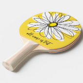 Geel en Witte Whimsical Daisy met de Tekst van de  Tafeltennisbatje (Voorkant Gekanteld)