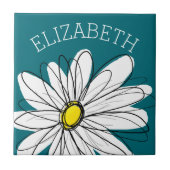 Geel en Witte Whimsical Daisy met de Tekst van de  Tegeltje (Voorkant)