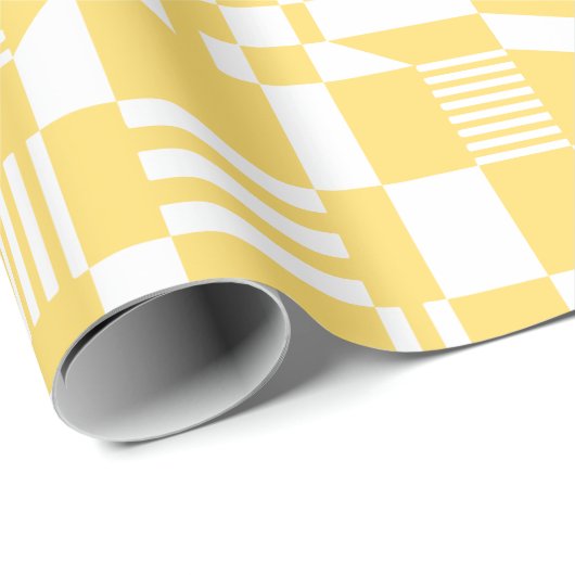 Geel- en witwaspapier met moderne kringloop cadeaupapier (Rol Hoek)