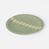 Geel en zacht groen met grijs papieren bordje (Gekanteld)