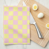 Geel en zacht roze theedoek (Quarter Fold)