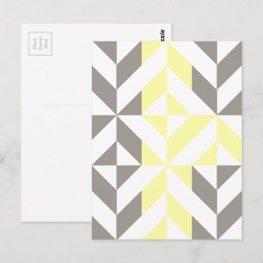 Geel en zilver Geometric ZigZag Briefkaart (Voorkant / Achterkant)