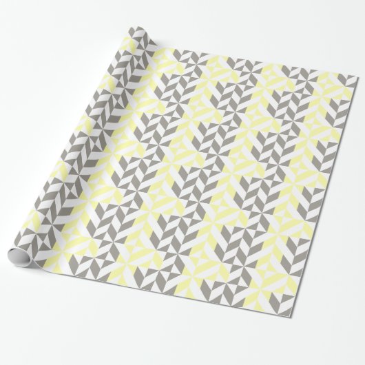 Geel en zilver Geometric ZigZag Cadeaupapier (Uitgerold)