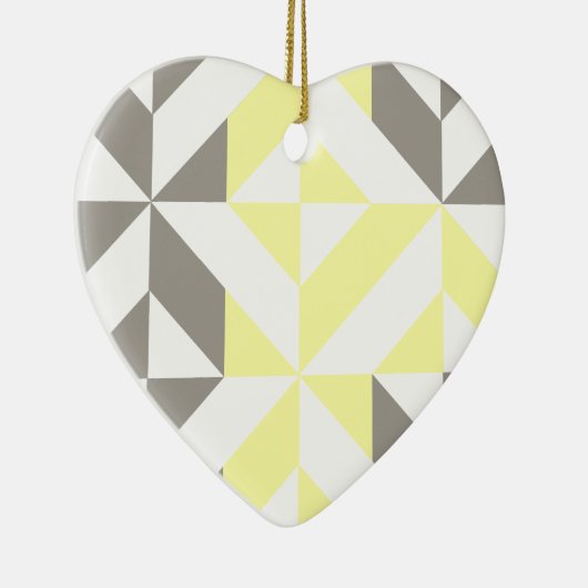 Geel en zilver Geometric ZigZag Keramisch Ornament (Rechts)