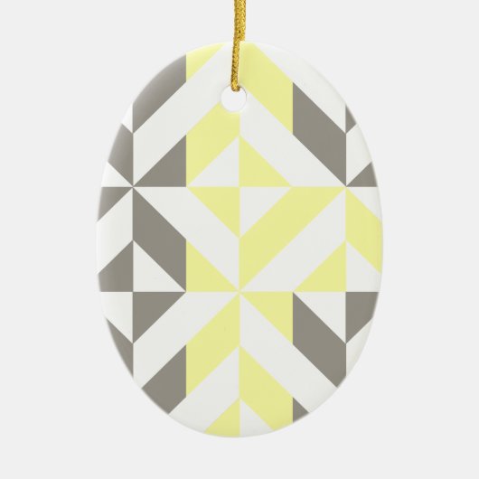 Geel en zilver Geometric ZigZag Keramisch Ornament (Voorkant)