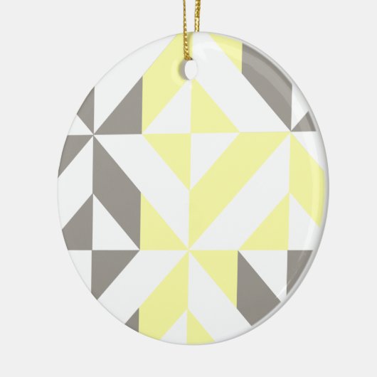Geel en zilver Geometric ZigZag Keramisch Ornament (Links)
