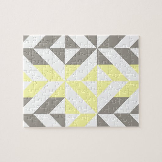 Geel en zilver Geometric ZigZag Legpuzzel (Horizontaal)