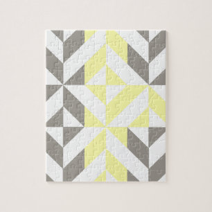 Geel en zilver Geometric ZigZag Legpuzzel