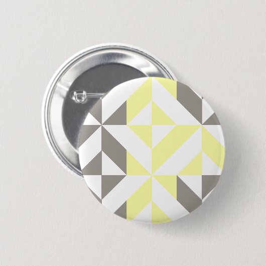 Geel en zilver Geometric ZigZag Ronde Button 5,7 Cm (Voorkant /achterkant)