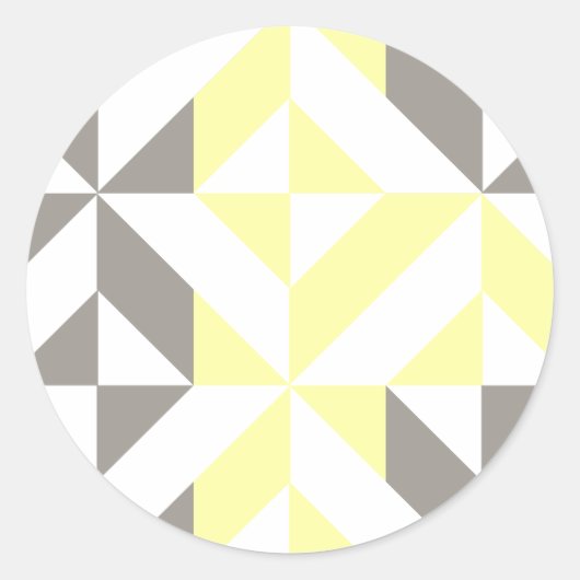 Geel en zilver Geometric ZigZag Ronde Sticker (Voorkant)