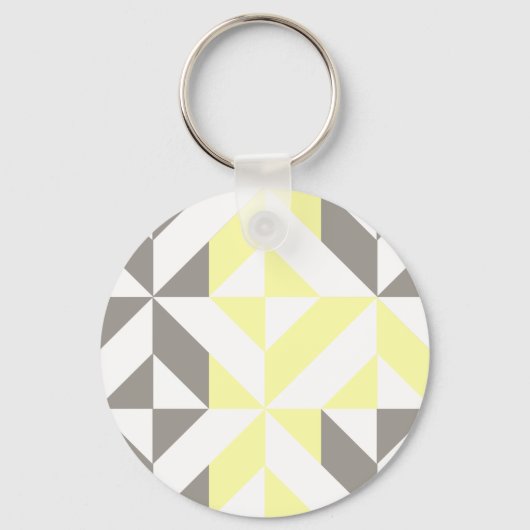 Geel en zilver Geometric ZigZag Sleutelhanger (Voorkant)
