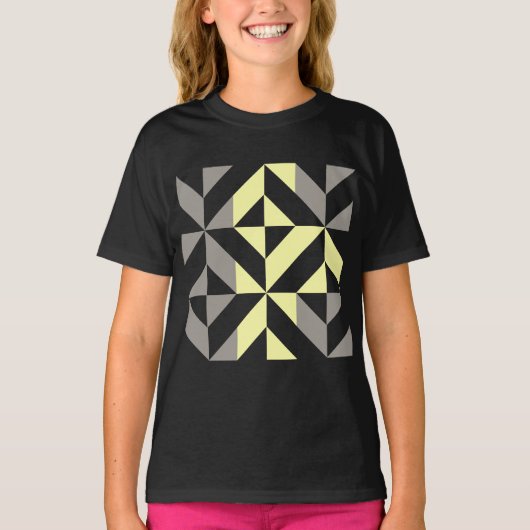 Geel en zilver Geometric ZigZag T-shirt (Voorkant)