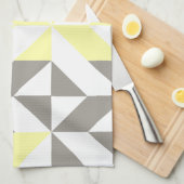 Geel en zilver Geometric ZigZag Theedoek (Quarter Fold)