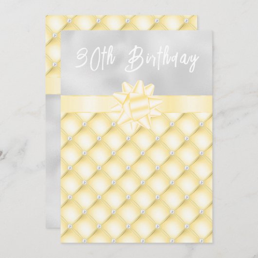 Geel en Zilver Getufte Parels Verjaardagsfeest Kaart (Voorkant / Achterkant)