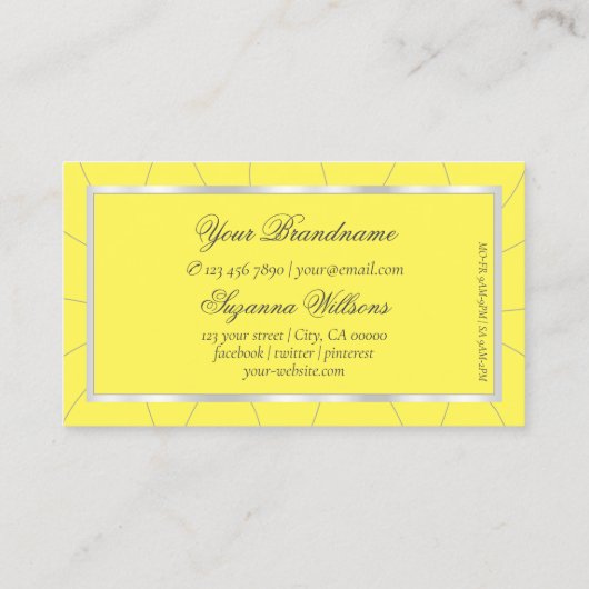 Geel en zilver Lijst met diamanten en monogram Visitekaartje (Achterkant)