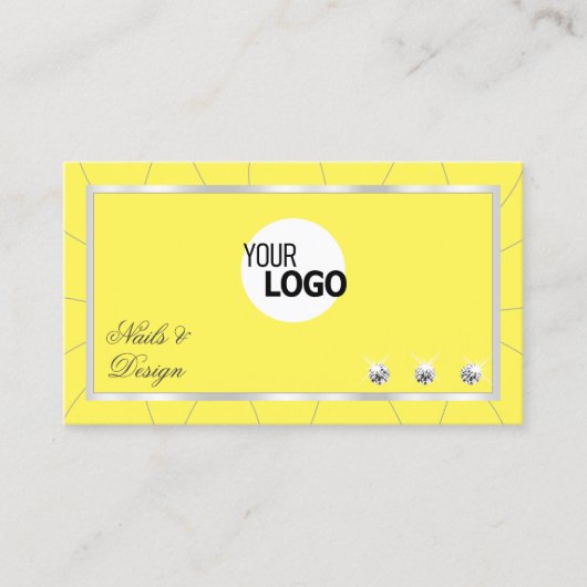 Geel en zilver Lijst met Luxe Diamanten en Logo Visitekaartje (Voorkant)