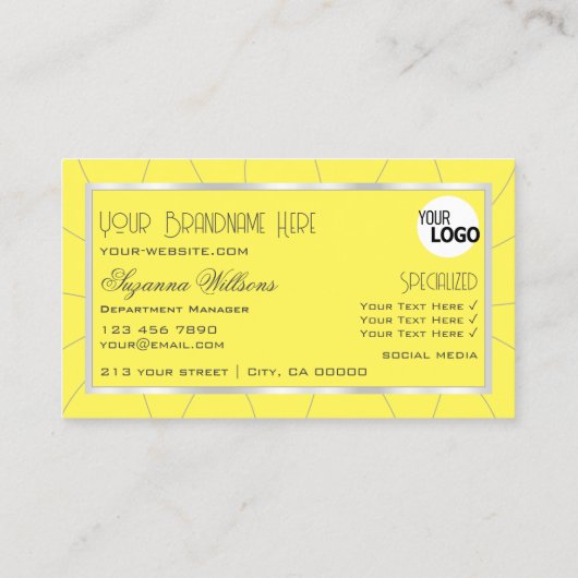 Geel en zilver Lijst met Noble Diamonds en Logo Visitekaartje (Achterkant)