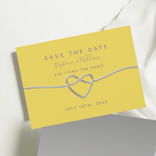 Geel en zilver modern trouwen save the date