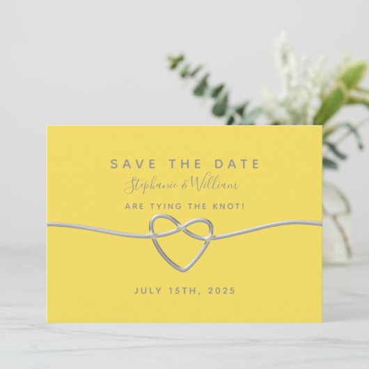 Geel en Zilver Moderne bruiloft Save The Date (Staand voorkant)