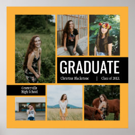 Geel en zwart 6 Foto Afstuderen Poster