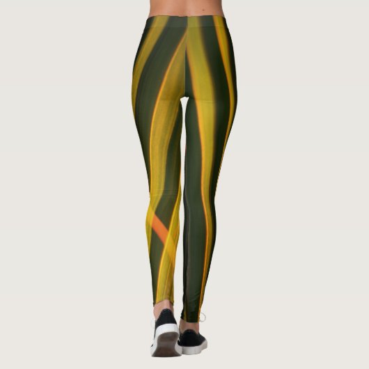 Geel en zwart Abstract Leggings (Achterkant)