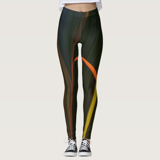 Geel en zwart Abstract Leggings (Voorkant)