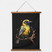 Geel en zwart Abstract Prairie Warbler Hangend Wandkleed (Voorkant)
