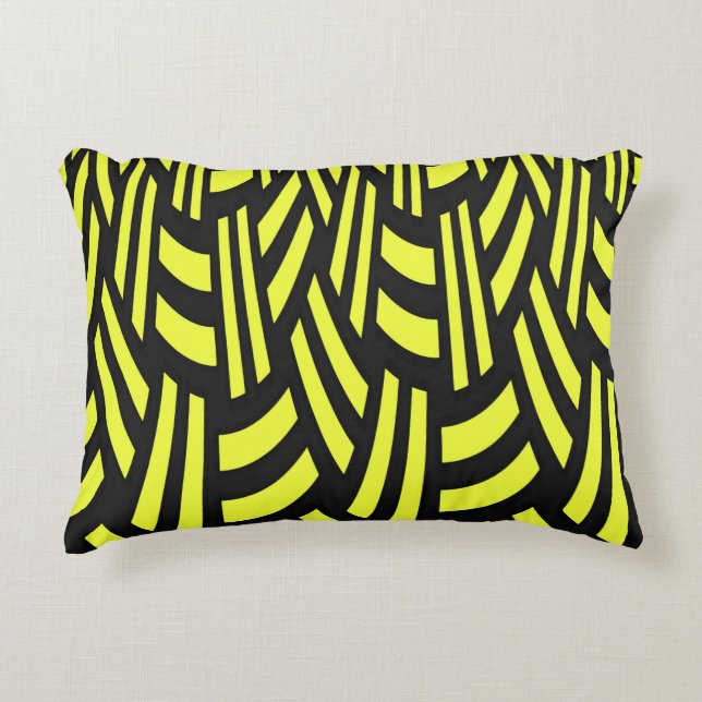 Geel en zwart Art Deco Accent Kussen (Voorkant)