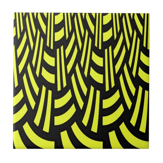 Geel en zwart Art Deco Tegeltje (Voorkant)