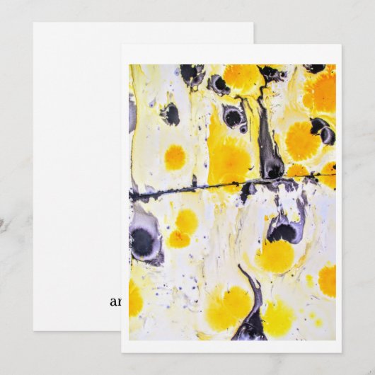 Geel en zwart Artistic Invitation Kaart (Voorkant / Achterkant)