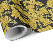 Geel en zwart Azalea fractale kunst Cadeaupapier (Rol Hoek)