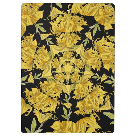 Geel en zwart Azalea fractale kunst Klembord (Achterkant)