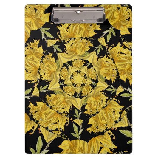 Geel en zwart Azalea fractale kunst Klembord (Voorkant)