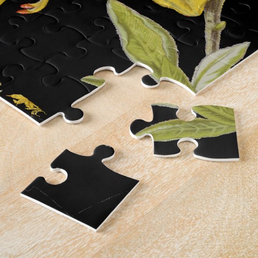 Geel en zwart Azalea fractale kunst Legpuzzel (Zijkant)