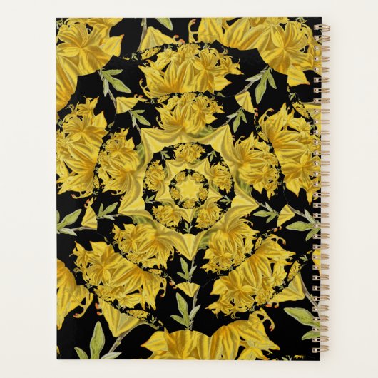 Geel en zwart Azalea fractale kunst Planner (Achterkant)