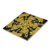 Geel en zwart Azalea fractale kunst Tegeltje (Zijkant)