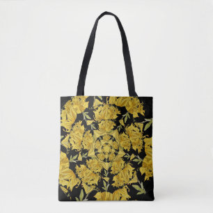 Geel en zwart Azalea fractale kunst Tote Bag