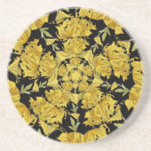 Geel en zwart Azalea fractale kunst Zandsteen Onderzetter (Voorkant)